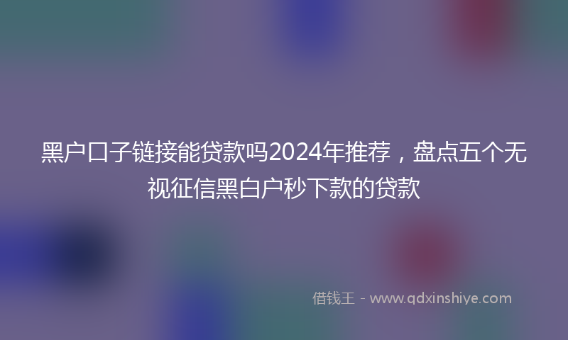 黑户口子链接能贷款吗2024年推荐，盘点五个无视征信黑白户秒下款的贷款