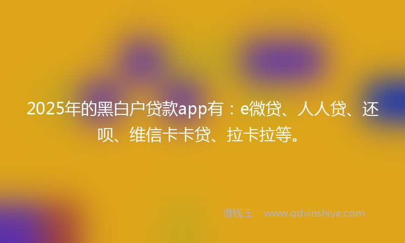 2025年的黑白户贷款app有：e微贷、人人贷、还呗、维信卡卡贷、拉卡拉等。