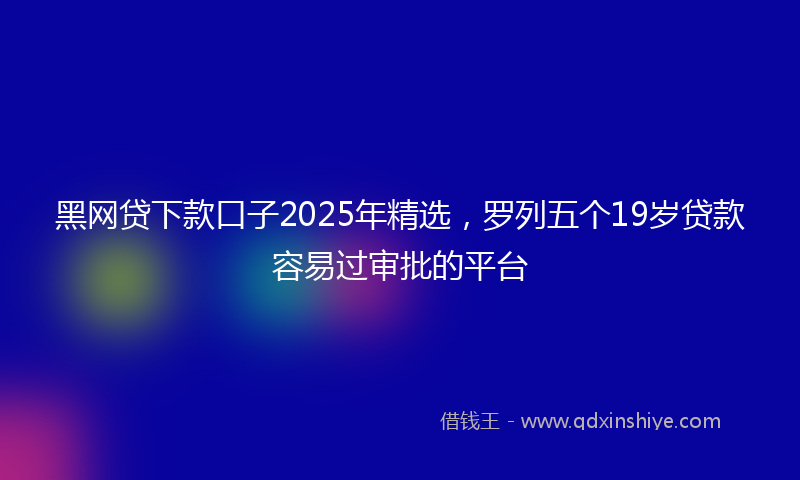 黑网贷下款口子2025年精选，罗列五个19岁贷款容易过审批的平台