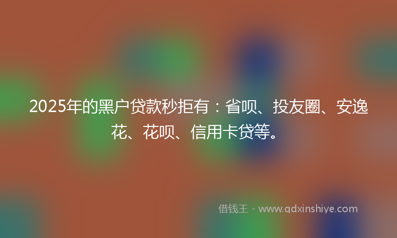 2025年的黑户贷款秒拒有：省呗、投友圈、安逸花、花呗、信用卡贷等。