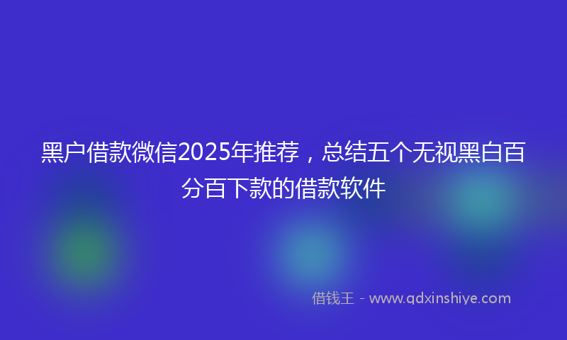 黑户借款微信2025年推荐，总结五个无视黑白百分百下款的借款软件