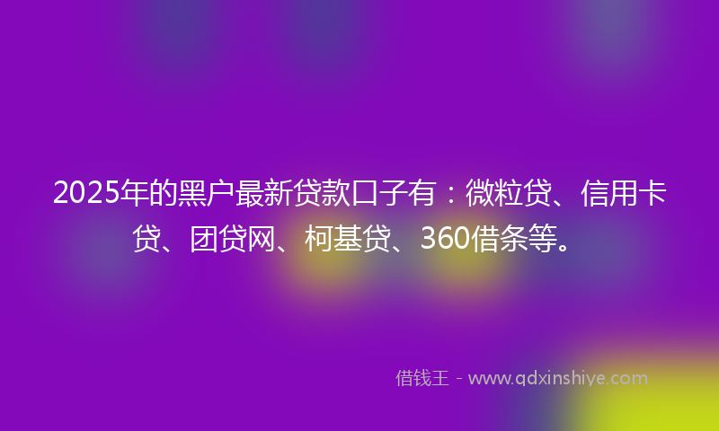 2025年的黑户最新贷款口子有：微粒贷、信用卡贷、团贷网、柯基贷、360借条等。
