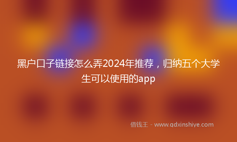 黑户口子链接怎么弄2024年推荐，归纳五个大学生可以使用的app