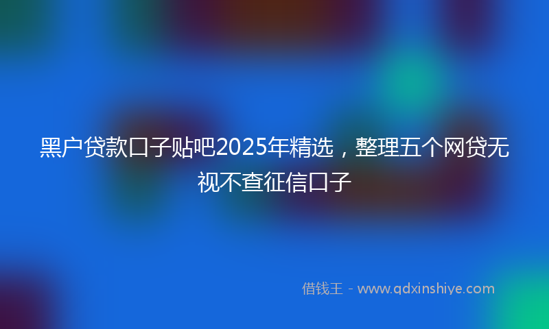 黑户贷款口子贴吧2025年精选，整理五个网贷无视不查征信口子