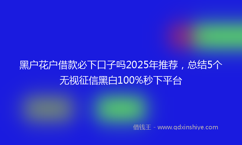 黑户花户借款必下口子吗2025年推荐，总结5个无视征信黑白100%秒下平台