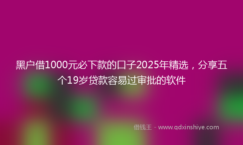 黑户借1000元必下款的口子2025年精选，分享五个19岁贷款容易过审批的软件