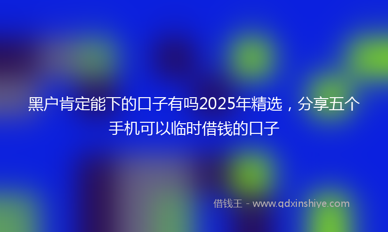 黑户肯定能下的口子有吗2025年精选，分享五个手机可以临时借钱的口子