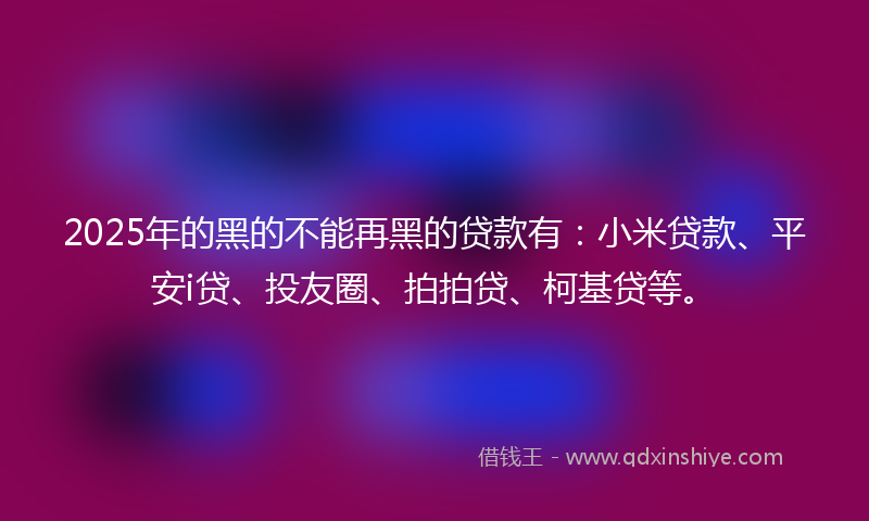 2025年的黑的不能再黑的贷款有：小米贷款、平安i贷、投友圈、拍拍贷、柯基贷等。