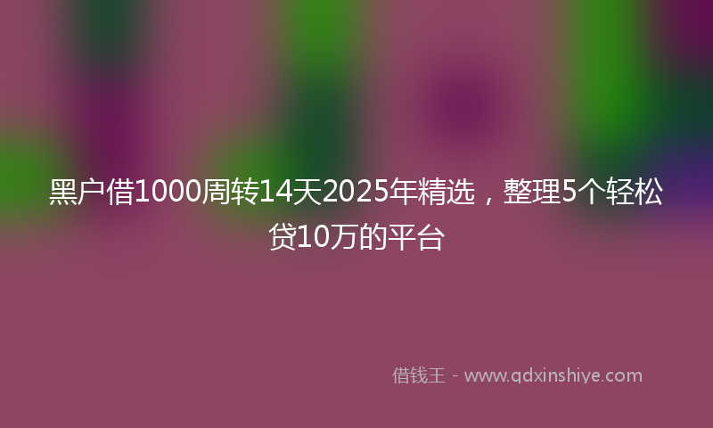 黑户借1000周转14天2025年精选，整理5个轻松贷10万的平台