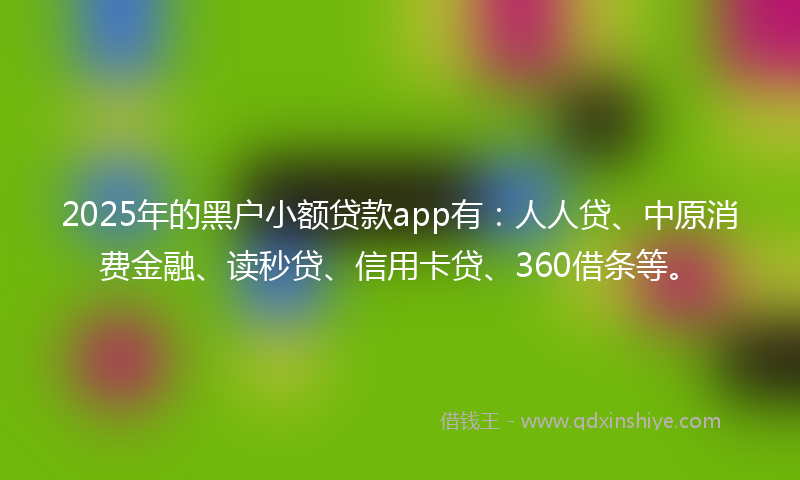 2025年的黑户小额贷款app有：人人贷、中原消费金融、读秒贷、信用卡贷、360借条等。
