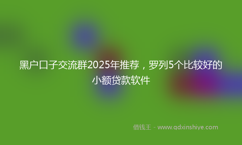 黑户口子交流群2025年推荐，罗列5个比较好的小额贷款软件