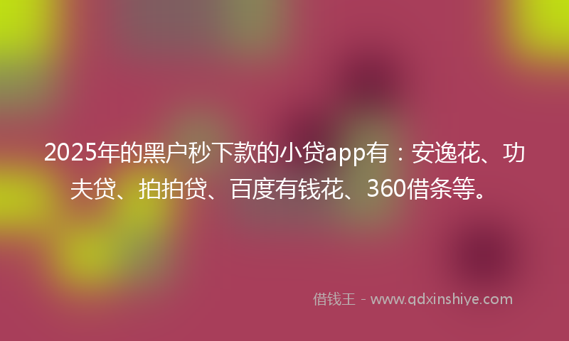 2025年的黑户秒下款的小贷app有：安逸花、功夫贷、拍拍贷、百度有钱花、360借条等。