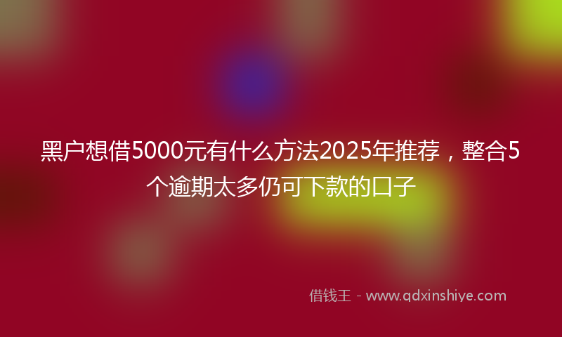 黑户想借5000元有什么方法2025年推荐，整合5个逾期太多仍可下款的口子