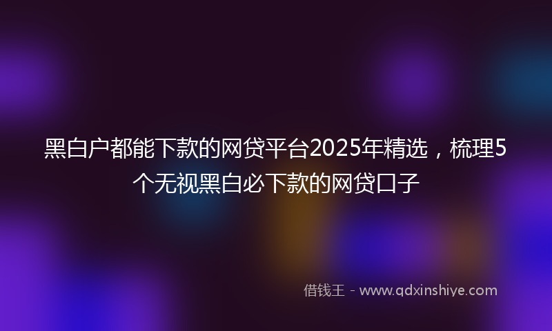 黑白户都能下款的网贷平台2025年精选，梳理5个无视黑白必下款的网贷口子