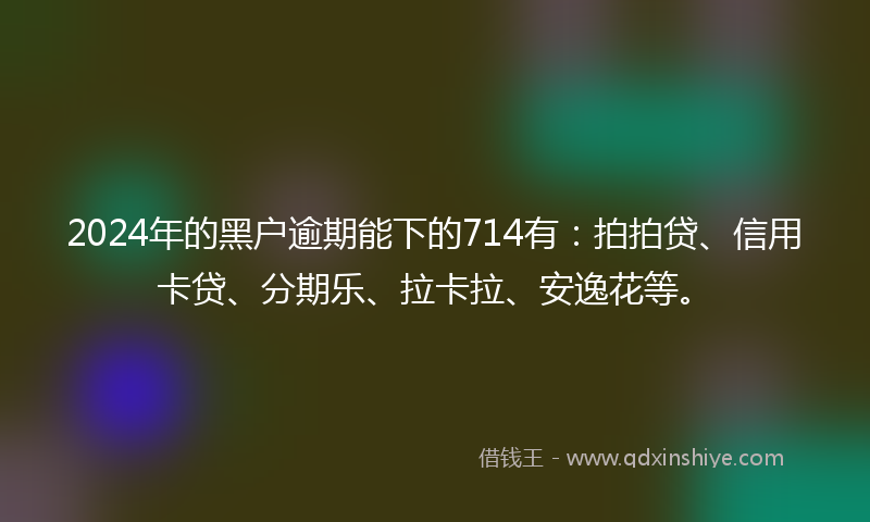 2024年的黑户逾期能下的714有：拍拍贷、信用卡贷、分期乐、拉卡拉、安逸花等。