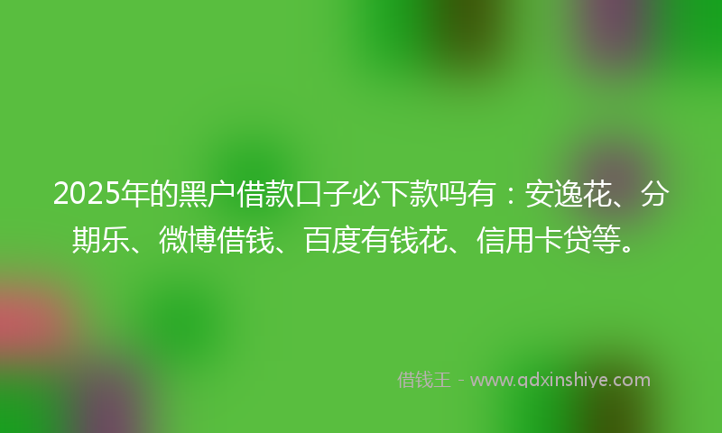 2025年的黑户借款口子必下款吗有：安逸花、分期乐、微博借钱、百度有钱花、信用卡贷等。