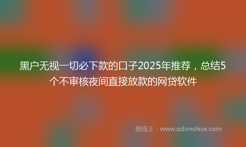 黑户无视一切必下款的口子2025年推荐，总结5个不审核夜间直接放款的网贷软件