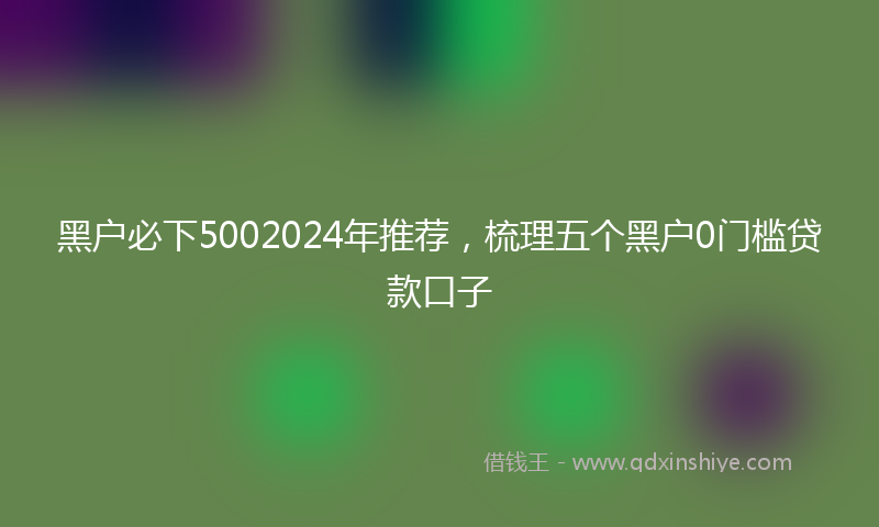 黑户必下5002024年推荐，梳理五个黑户0门槛贷款口子