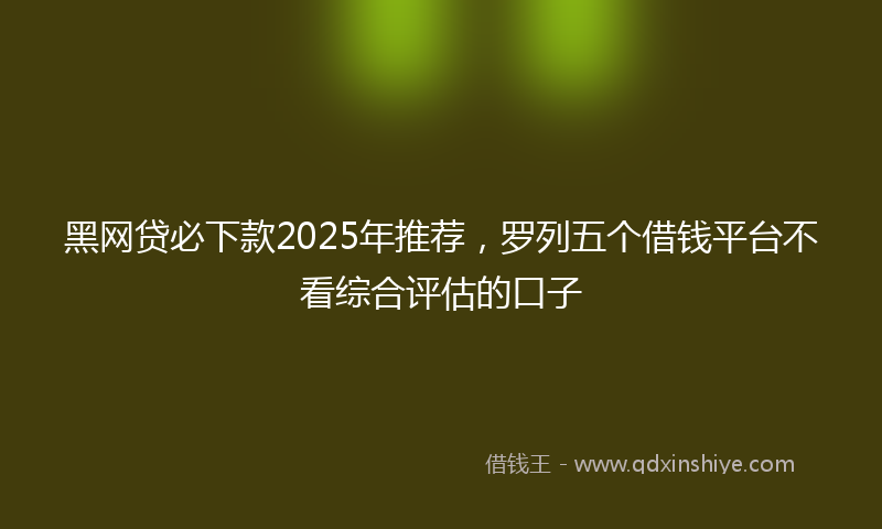 黑网贷必下款2025年推荐，罗列五个借钱平台不看综合评估的口子