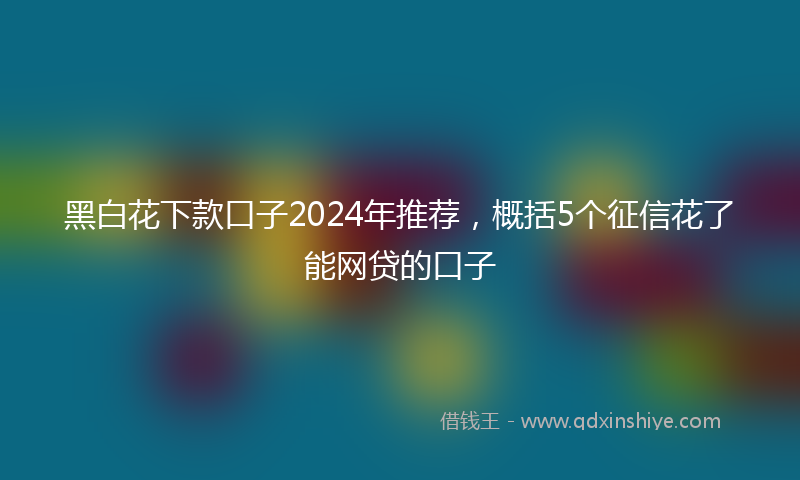 黑白花下款口子2024年推荐，概括5个征信花了能网贷的口子