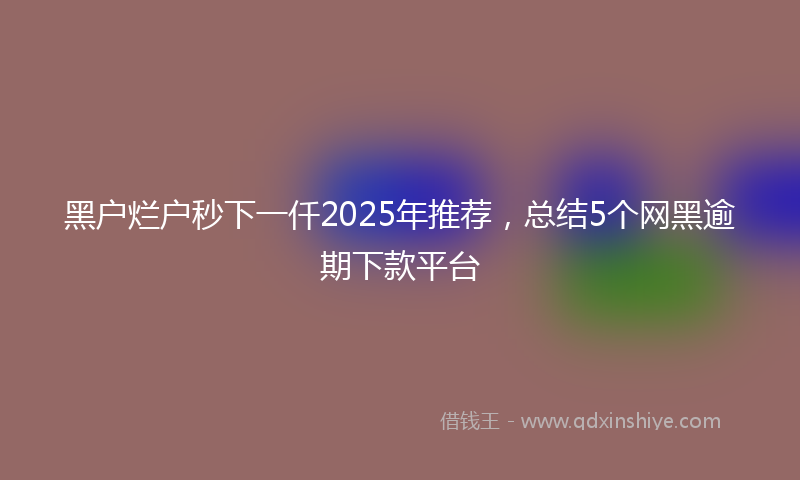 黑户烂户秒下一仟2025年推荐，总结5个网黑逾期下款平台