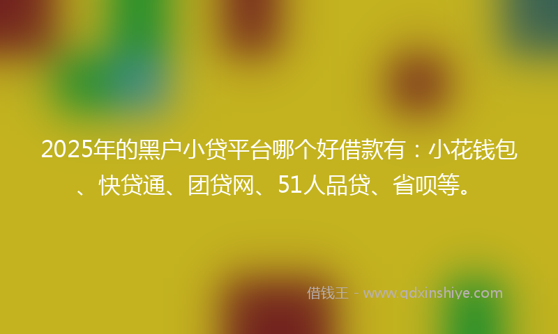 2025年的黑户小贷平台哪个好借款有：小花钱包、快贷通、团贷网、51人品贷、省呗等。