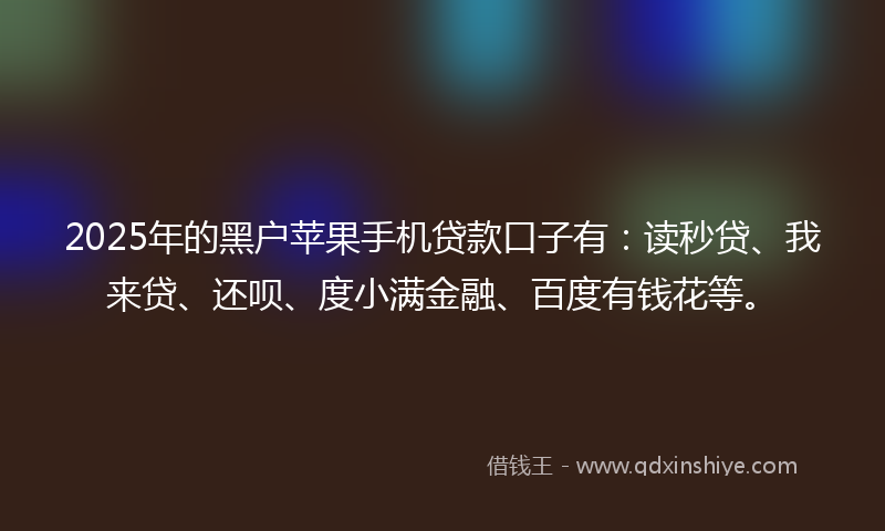 2025年的黑户苹果手机贷款口子有：读秒贷、我来贷、还呗、度小满金融、百度有钱花等。