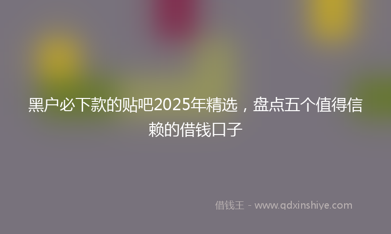 黑户必下款的贴吧2025年精选，盘点五个值得信赖的借钱口子