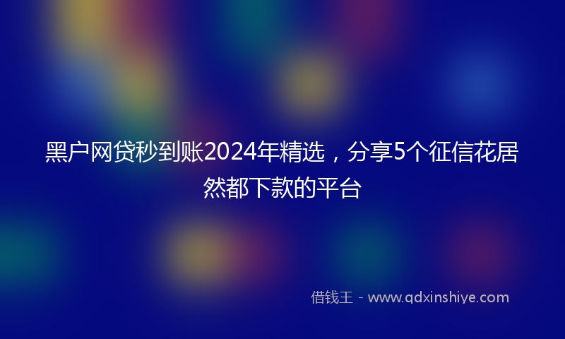 黑户网贷秒到账2024年精选，分享5个征信花居然都下款的平台