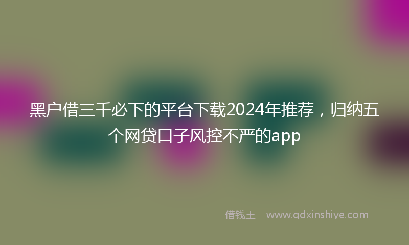 黑户借三千必下的平台下载2024年推荐，归纳五个网贷口子风控不严的app