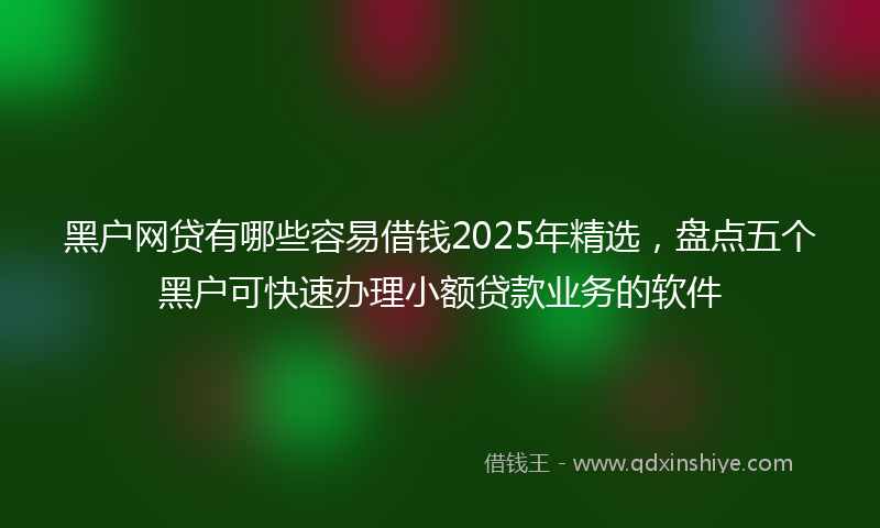 黑户网贷有哪些容易借钱2025年精选，盘点五个黑户可快速办理小额贷款业务的软件