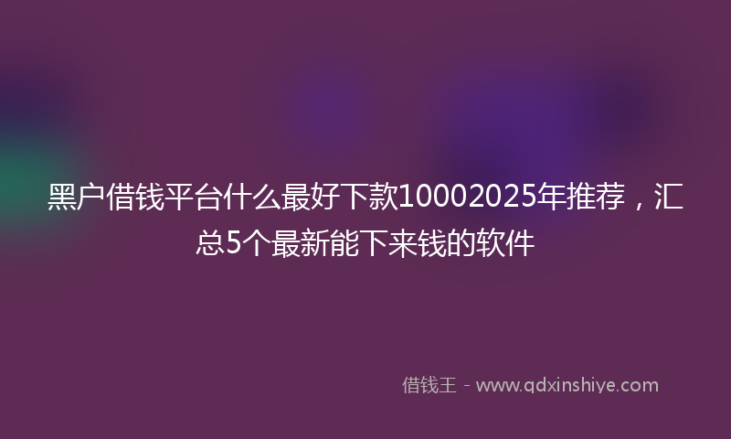 黑户借钱平台什么最好下款10002025年推荐，汇总5个最新能下来钱的软件
