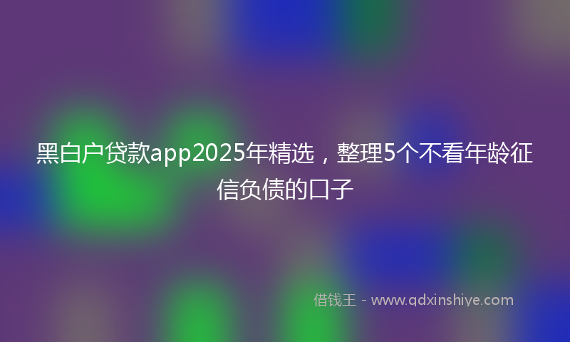 黑白户贷款app2025年精选，整理5个不看年龄征信负债的口子