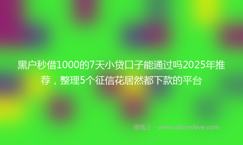 黑户秒借1000的7天小贷口子能通过吗2025年推荐，整理5个征信花居然都下款的平台