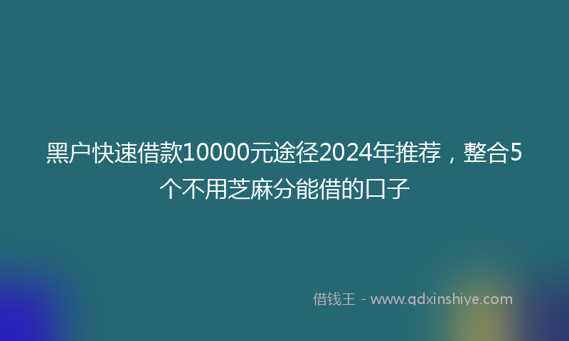 黑户快速借款10000元途径2024年推荐，整合5个不用芝麻分能借的口子