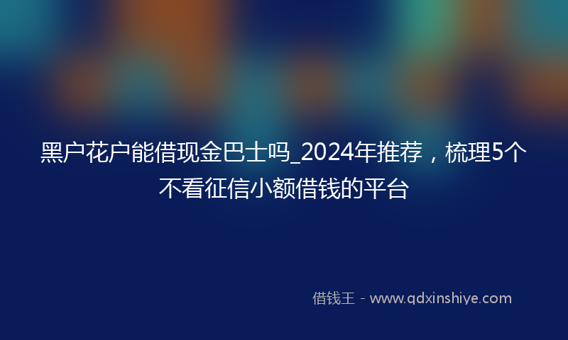 黑户花户能借现金巴士吗_2024年推荐，梳理5个不看征信小额借钱的平台