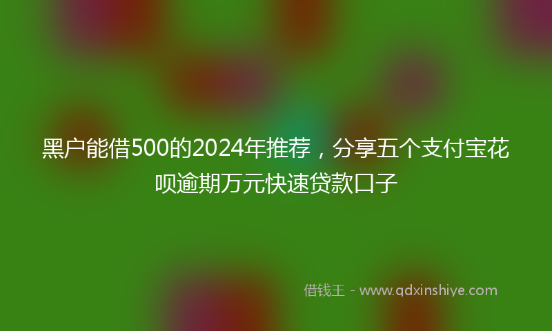 黑户能借500的2024年推荐，分享五个支付宝花呗逾期万元快速贷款口子