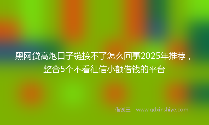 黑网贷高炮口子链接不了怎么回事2025年推荐，整合5个不看征信小额借钱的平台