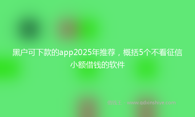 黑户可下款的app2025年推荐，概括5个不看征信小额借钱的软件