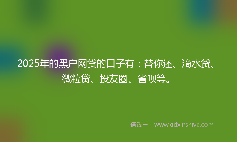 2025年的黑户网贷的口子有：替你还、滴水贷、微粒贷、投友圈、省呗等。