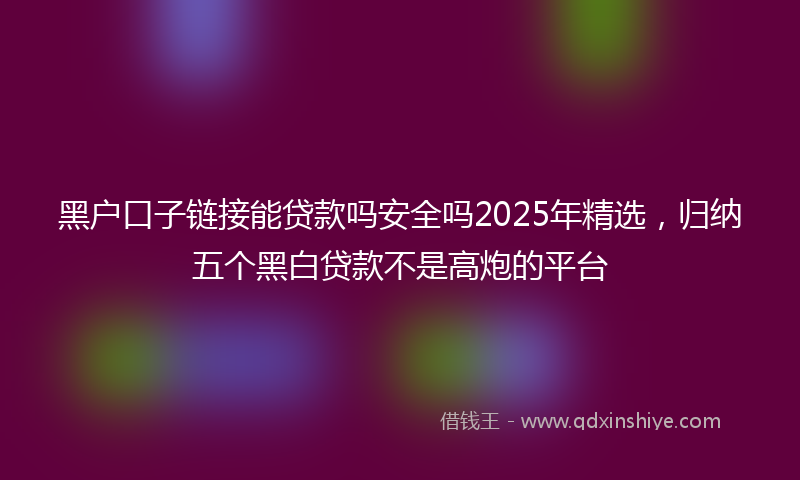 黑户口子链接能贷款吗安全吗2025年精选，归纳五个黑白贷款不是高炮的平台