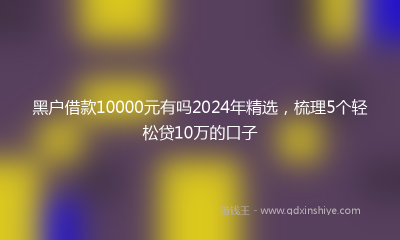 黑户借款10000元有吗2024年精选，梳理5个轻松贷10万的口子