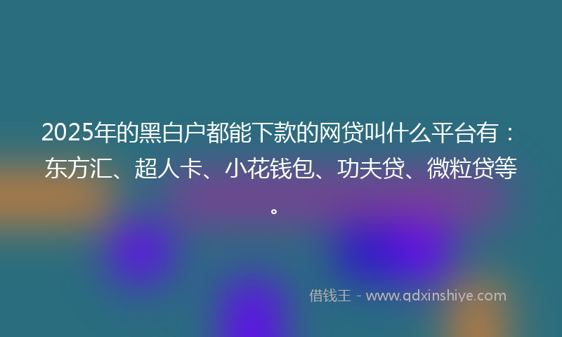 2025年的黑白户都能下款的网贷叫什么平台有：东方汇、超人卡、小花钱包、功夫贷、微粒贷等。