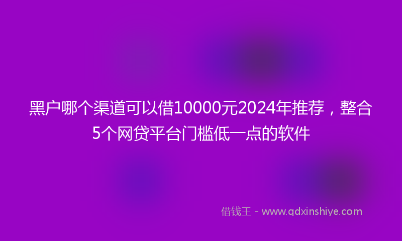 黑户哪个渠道可以借10000元2024年推荐，整合5个网贷平台门槛低一点的软件