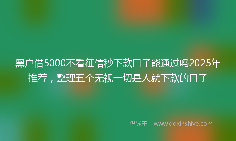 黑户借5000不看征信秒下款口子能通过吗2025年推荐，整理五个无视一切是人就下款的口子