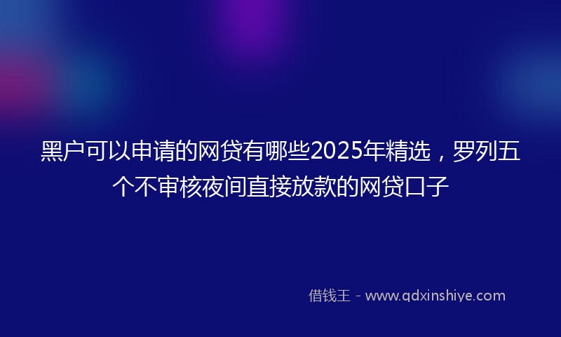 黑户可以申请的网贷有哪些2025年精选，罗列五个不审核夜间直接放款的网贷口子