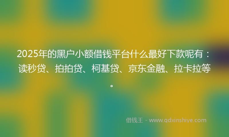 2025年的黑户小额借钱平台什么最好下款呢有：读秒贷、拍拍贷、柯基贷、京东金融、拉卡拉等。