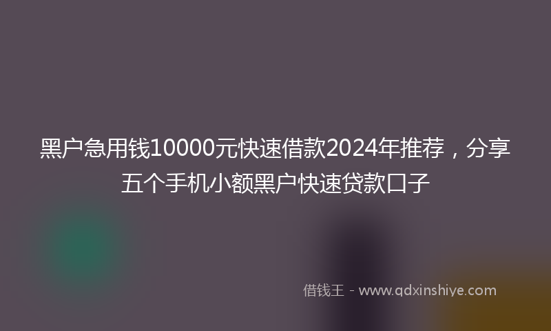 黑户急用钱10000元快速借款2024年推荐，分享五个手机小额黑户快速贷款口子