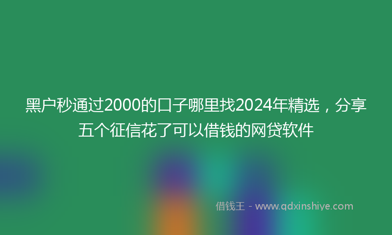 黑户秒通过2000的口子哪里找2024年精选，分享五个征信花了可以借钱的网贷软件