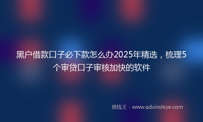 黑户借款口子必下款怎么办2025年精选，梳理5个审贷口子审核加快的软件
